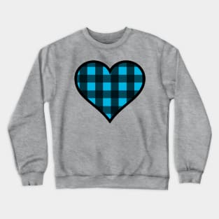 Blue and Black Buffalo Plaid Heart Crewneck Sweatshirt